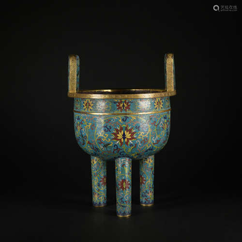 A Cloisonne enamel 'floral' censer