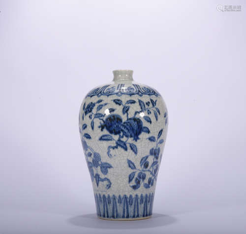 A blue and white 'floral' Meiping