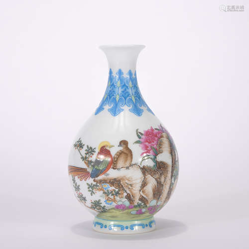 A famille-rose 'floral and birds' vase