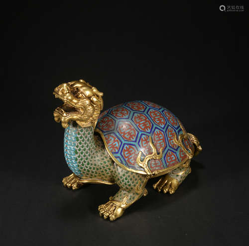 A Cloisonne enamel turtle