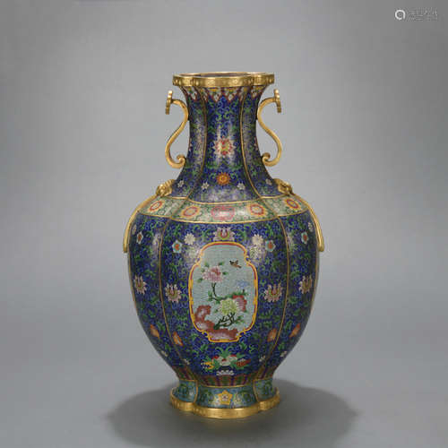 A Cloisonne enamel 'flowers' vase