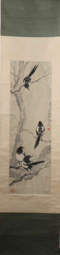 A Xu beihong's magpie painting