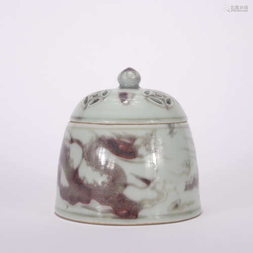 A copper-red-glazed 'dragon' jar and cover