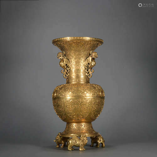 A gilt-bronze vase