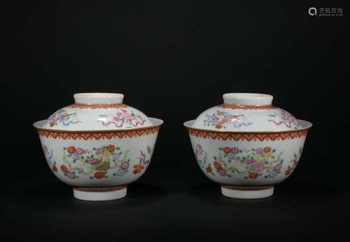 A Pair of Chinese Famille Rose Bowls