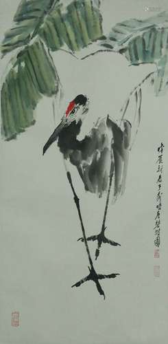 Vertical Painting :Crane by Wang Ziwu