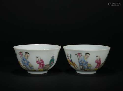 A Pair of Chinese Famille Rose Teacups