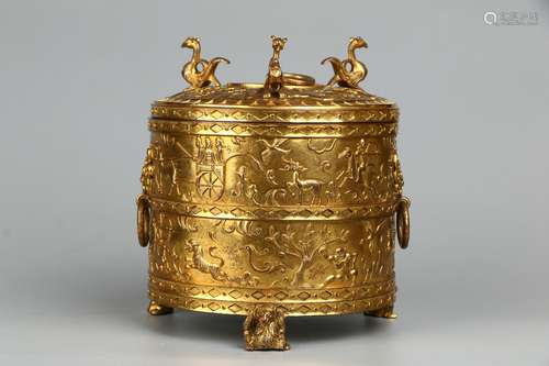 Gilt Copper Lidded Box