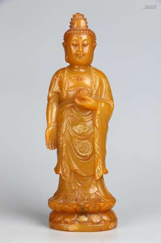 Gold-traced Shoushan Tianhuang Stone Sakyamuni