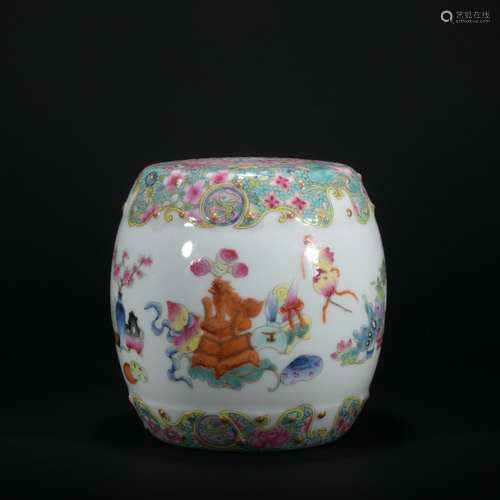 Chinese Famille Rose Garden Stool