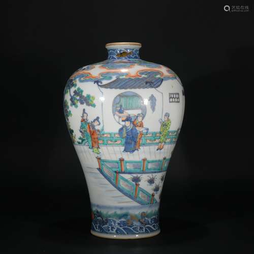 Chinese Doucai Blue-and-white Prunus Vase