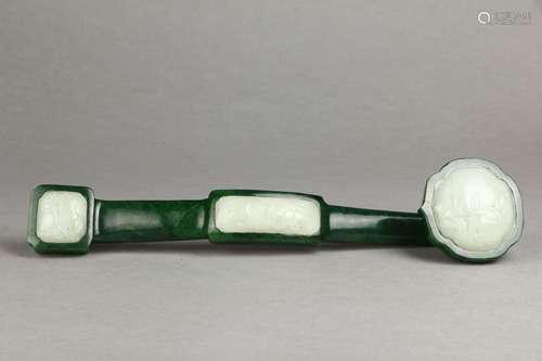 Hetian Jasper Ruyi Scepter with White Jade Inlay