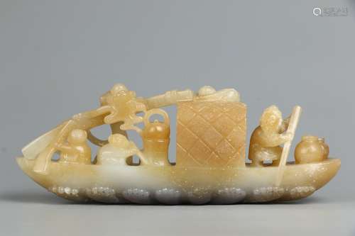 Hetian Jade Boat-shaped Ornament