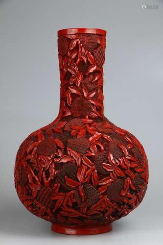 Red Lacquer Globular Vase