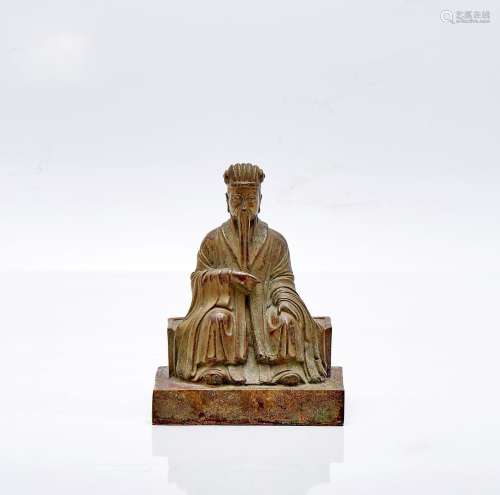 Sculpture, alliage de cuivre avec des divinités taoïstes