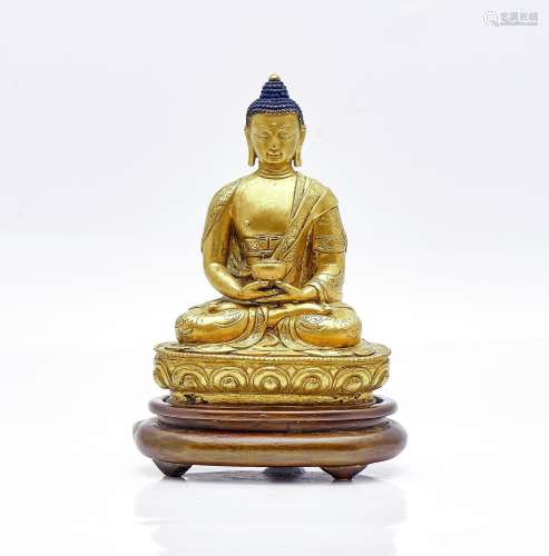 Bouddha de la médecine, bronze doré et peint