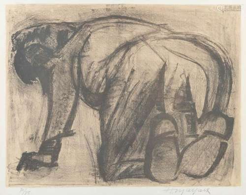 Hubert MALFAIT (1898-1971) 'De Arbeidster' a lithogr...