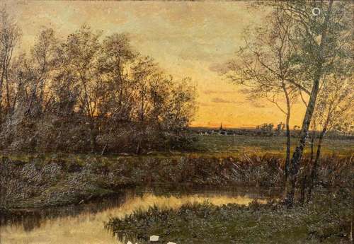 A. DRUJON (XIX) 'Landscape' a painting, oil on canva...