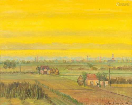 Adriaan VANDEWALLE (1907-1997) 'Polderlandschap' a p...