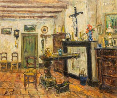 Jehan FRISON (1882-1961) 'Antique Interior', oil on ...