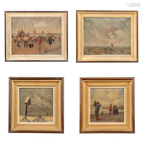 Frans DE COCK (1864-1942) a collection of 4 paintings, oil o...