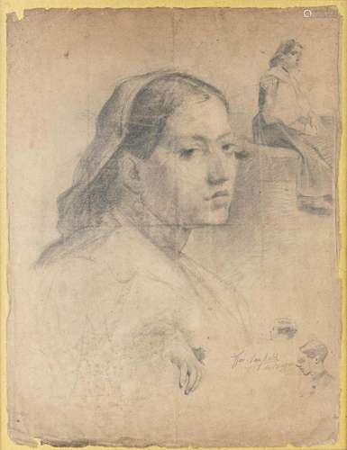 Flori Marie VAN ACKER (1858-1940) 'A study' a drawin...