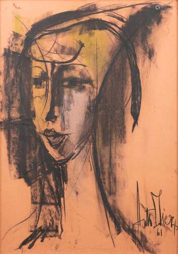 Anto DIEZ (1914-1992) 'Portrait' a mixed media on pa...