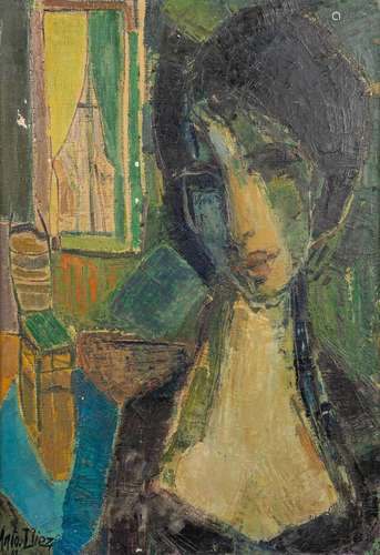 Anto DIEZ (1914-1992) 'Vrouwen Gelaat' a painting, o...