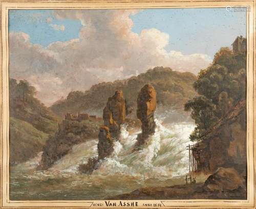 Henri VAN ASSCHE (1774-1841) 'The Waterfall' a paint...