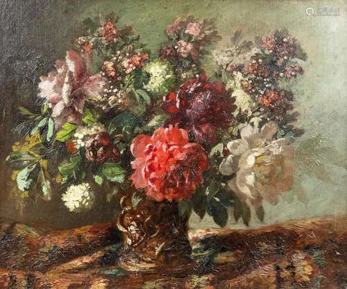 Monogram C.P. 'Flower Vase' a painting, oil on canva...