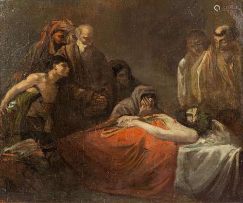 No signature found, 'Christ in the tomb' a painting,...