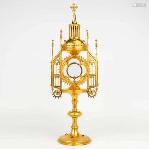 An antique tower monstrance, gothic revival and decorated wi...