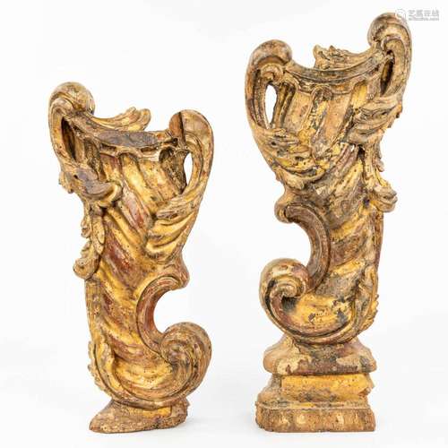 A pair of 'Volutes', probably coming from an altar, ...