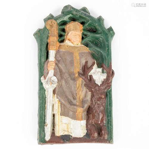 A plaque made of terracotta of 'Holy Hubertus'. (H:2...