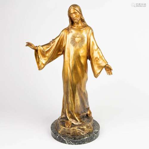 Paul GASQ (1860-1944) a bronze statue of Jesus Christ with f...