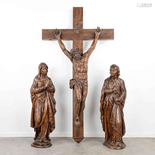 A three-piece 'Golgotha' consisting of 3 wood-sculpt...