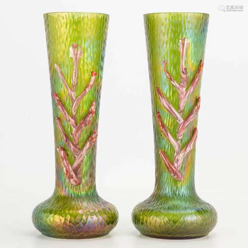 Pallme König a pair of pâte de verre vases in art nouveau st...