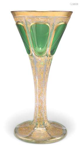 A CONTINENTAL LARGE GLASS GOBLET, CIRCA 1880, the hexagonal ...