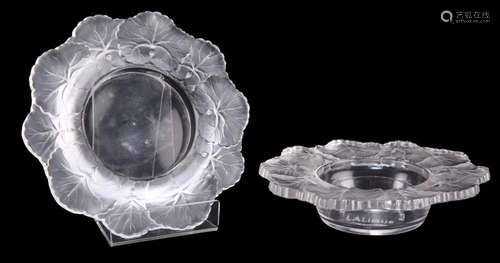 LALIQUE, AN HONFLEUR DISH AND AN HONFLEUR ADVERTISING BOWL, ...