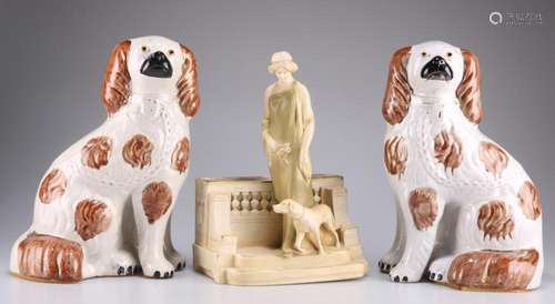 A TURN VIENNA FIGURAL VASE, modelled with a young lady and h...