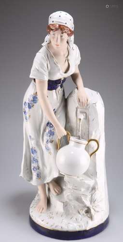 A LARGE ROYAL DUX FIGURE, modelled as a young lady at a well...