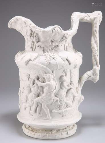 A CHARLES MEIGH LARGE BACCHANALIAN DANCE JUG, moulded white ...