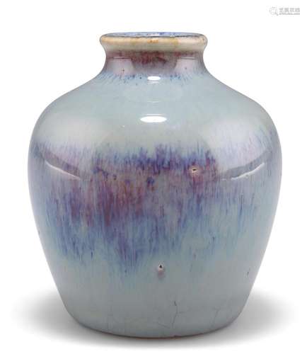 A CHINESE FLAMBÉ VASE, of squat shouldered form. 7.5cm high