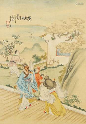 CHINESE SCHOOL (19TH CENTURY), DRAGON IN THE CLOUDS, waterco...