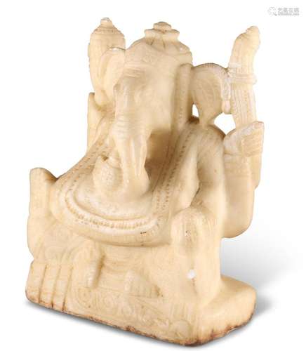 AN INDIAN ONYX CARVING OF GANESHA, probably 19th Century, re...