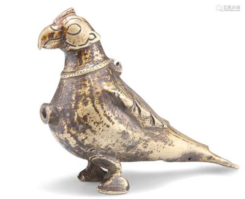 A FATIMID BRONZE SCENT FLASK, in the form of a bird. 11.5cm ...