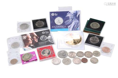 A COLLECTION OF VICTORIAN AND LATER COINS, including 1895 Ha...