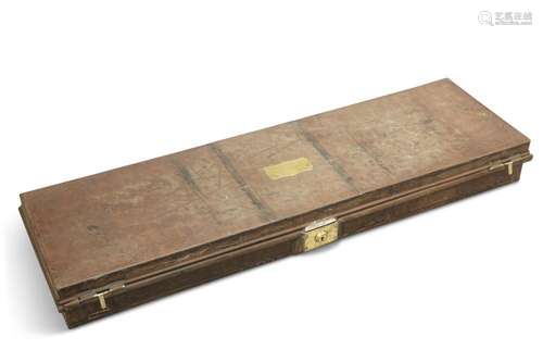 A BLACK JAPANNED METAL STORAGE CASE, rectangular, with lock,...