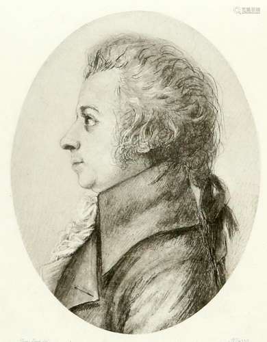 DORIS STOCK (GERMAN, 1760-1832), MOZART, portrait, photograv...