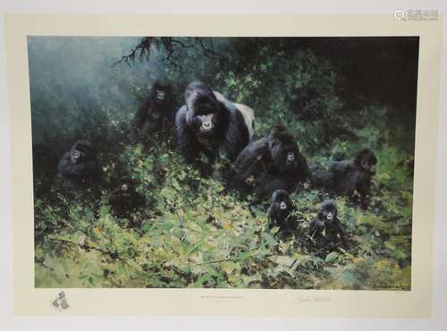 DAVID SHEPHERD (1931-2017), THE MOUNTAIN GORILLAS OF RWANDA,...